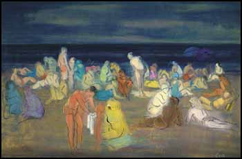 Beach Scene by Eric Goldberg sold for $1,610