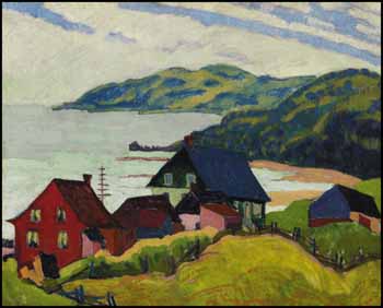 Farmhouses, La Malbaie by Randolph Stanley Hewton sold for $29,250