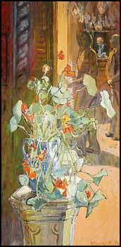 Nasturtiums with Three Figures by Joseph Francis (Joe) Plaskett sold for $13,800