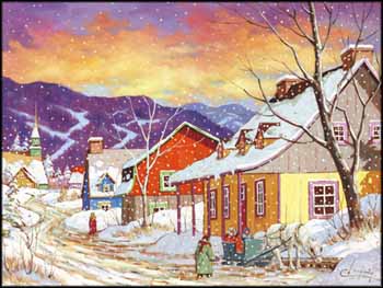 Commérage de village by Claude Langevin sold for $7,670