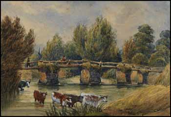 The Old Footbridge by Attributed to George Russell Dartnell vendu pour $585
