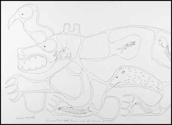 Sacred Medicine Bear with the Pouch of Life by Attributed to Norval H. Morrisseau sold for $8,260