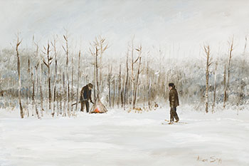 John Bear Making a Fire by Allen Sapp sold for $15,000