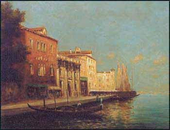 A Gondola on a Venetian Canal by Antoine Bouvard vendu pour $9,200