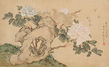 Peonies and Rock by Ju Lian sold for $9,375