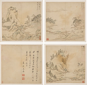 Landscape and Calligraphy Album by Wen Jia, Wang Zhideng sold for $52,250