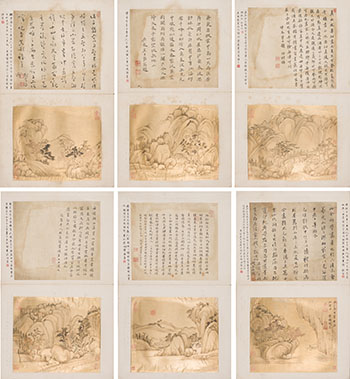 Landscape Album with Calligraphies by Various Ming Dynasty Scholars by Qian Fen sold for $181,250