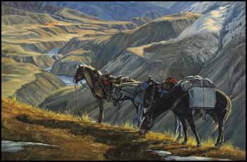 Empire Valley, BC with Three Horses in Foreground by Jack Lee McLean vendu pour $3,803