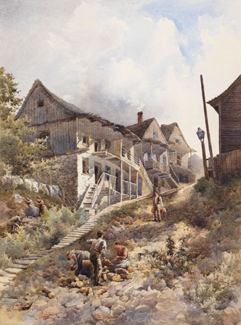 Old Houses, Point Lévis by Charles MacDonald Manly sold for $3,125