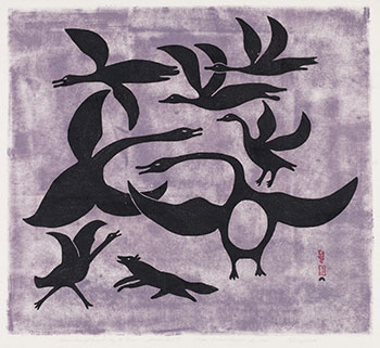 Geese Frightened by a Fox by Kenojuak Ashevak vendu pour $10,000