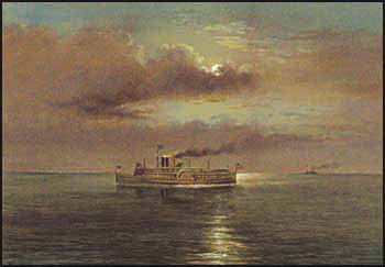 Night Boat, Lake Anlana by Washington F. Friend vendu pour $1,150