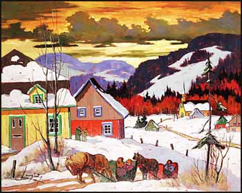 Sortie de l'église, Charlevoix by Claude Langevin sold for $5,850