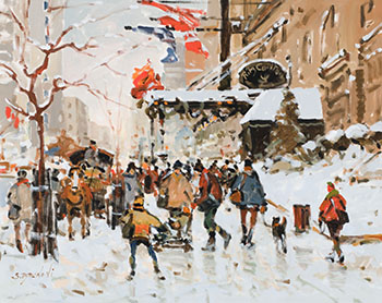 Montréal, sur le trottoir de la ville by Serge Brunoni sold for $4,063