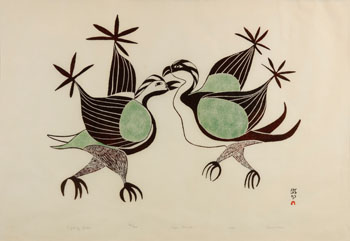Fighting Birds (03472/192) by Soroseelutu Ashoona sold for $156