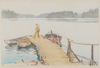 Sharp's Dock, Pender Harbour, BC by Walter Joseph (W.J.) Phillips