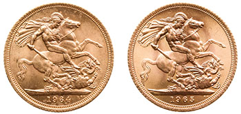 Two Elizabeth II Gold Sovereigns 1964 and 1965, London Mint by  United Kingdom