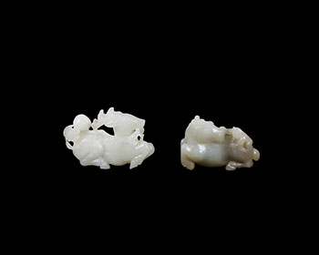 Two Chinese Jade Carved Animal Groups, 19th Century by  Chinese Art