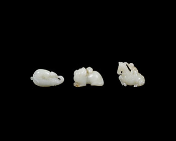 Three Chinese White Jade Carved Animal Groups, 19th Century by  Chinese Art