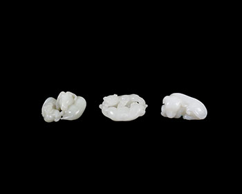 Three Chinese White Jade Carved Animal Groups, 19th Century by  Chinese Art