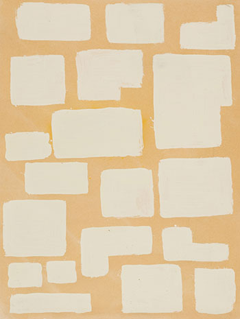 White Shapes - Orange Background by Euan Macdonald