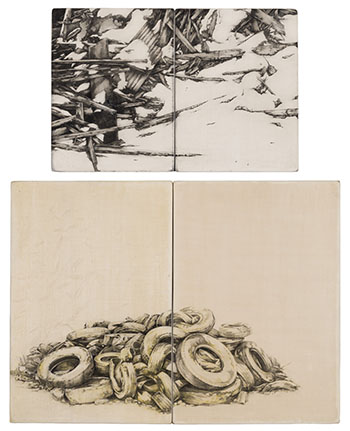 Two Diptychs: Site 21.07 and Tire Pile (Yellow) by Ben Polsky