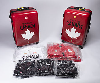Rio 2016, Team Canada Paralympic Red Suitcase and Sample Athlete Kit (22 items) by Hudson's Bay Company 