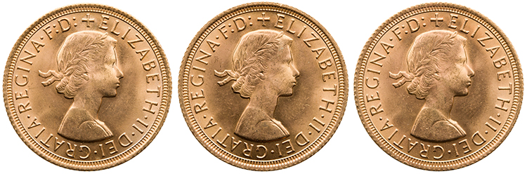 Three Elizabeth II Gold Sovereigns, London Mint 1968 par  United Kingdom
