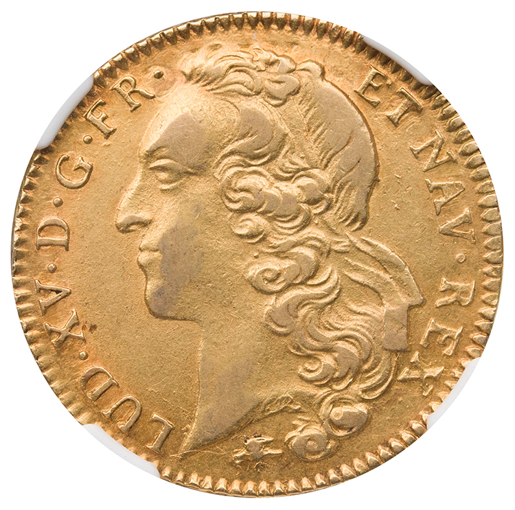 Louis XV Gold 2 Louis d’Or 1755 D, Lyon Mint, NGC AU55 par  France