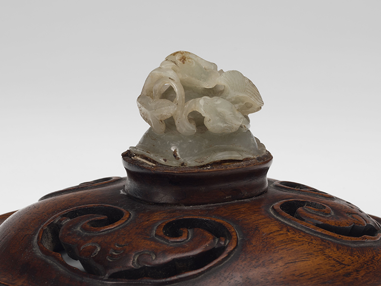 A Chinese Greyish Celadon Carved Jade 'Mandarin Duck' Finial, Yuan Dynasty (1279-1368) by  Chinese Art