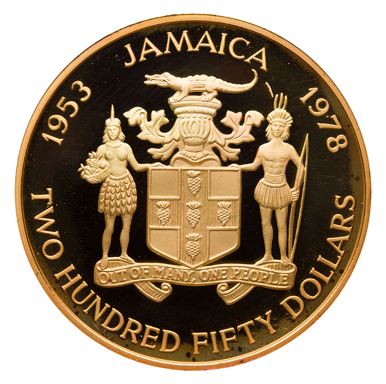 Elizabeth II Gold Proof 250 Dollars, "25th Anniversary of the Coronation of Queen Elizabeth II" 1978 par  Jamaica