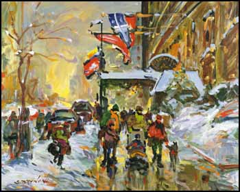 Montréal devant le Ritz-Carlton, Rue Sherbrooke by Serge Brunoni sold for $3,163