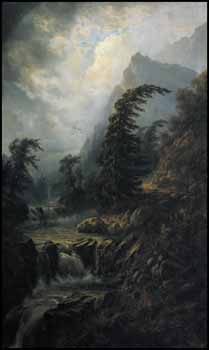Mountain and Waterfalls by Alexander Francois Loemans sold for $12,650