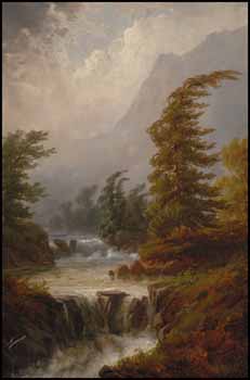 Wind Blown Trees and Rushing River by Alexander Francois Loemans sold for $2,875