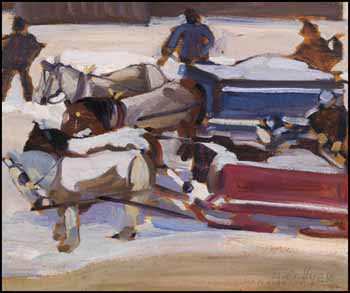 Snow Removal, Dorchester Street, Montreal / Eastern Landscape (verso) by Nora Frances Elizabeth Collyer vendu pour $32,175