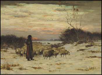 Sunset Over a Snowbound Pasture by Horatio Walker vendu pour $16,520