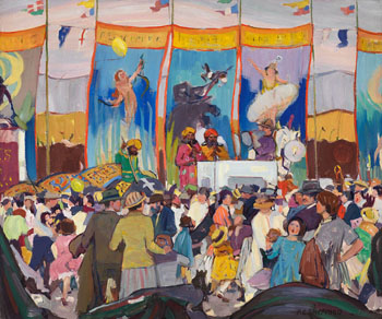 Side Show, Canadian National Exhibition by Peter Clapham Sheppard sold for $37,250
