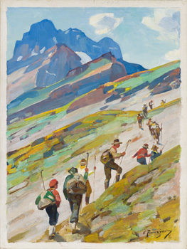 Mountain Trail Hikers by Carl Clemens Moritz Rungius sold for $67,250