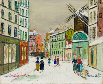 Moulin de la Galette, rue Lepic, Montmartre by Maurice Utrillo sold for $49,250