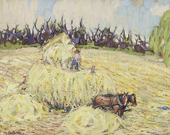 Haying, Combermere by Peter Clapham Sheppard sold for $40,250