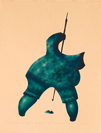 Man Hunting at Seal Hole by  Niviaqsi (Niviaksiak) vendu pour $61,250