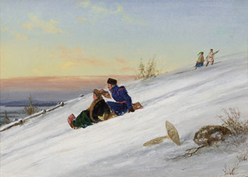 Toboggan Sliding from Quebec Citadel by Cornelius David Krieghoff sold for $181,250