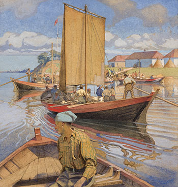 Hudson’s Bay Company York Boats at Norway House by Walter Joseph (W.J.) Phillips sold for $157,250