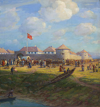 Red River Carts Leaving Fort Garry, 1863 by Adam Sherriff Scott vendu pour $85,250