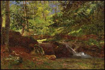 Sunlit Forest Stream by Aaron Allan Edson sold for $3,300
