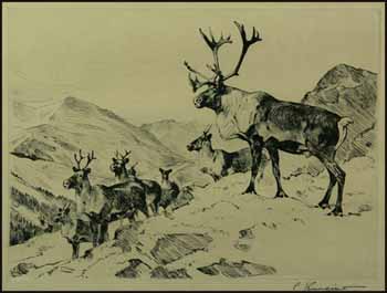 Mountain Caribou by Carl Clemens Moritz Rungius sold for $2,633