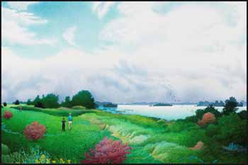 Flowering Shrubs - Foshay Lake by Lloyd Fitzgerald sold for $1,170