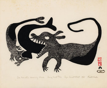 Sea Monsters Devouring Whale by  Kiakshuk sold for $1,500