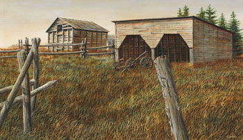 Shed and Spruce by Leonard (Len) James Gibbs sold for $1,375
