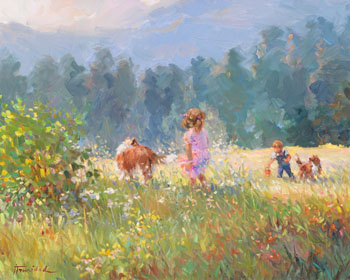 Children in a 
Field by Jose Trinidad vendu pour $1,125