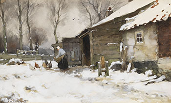 Dutch Farmyard in Winter by Chris van der Windt sold for $1,750